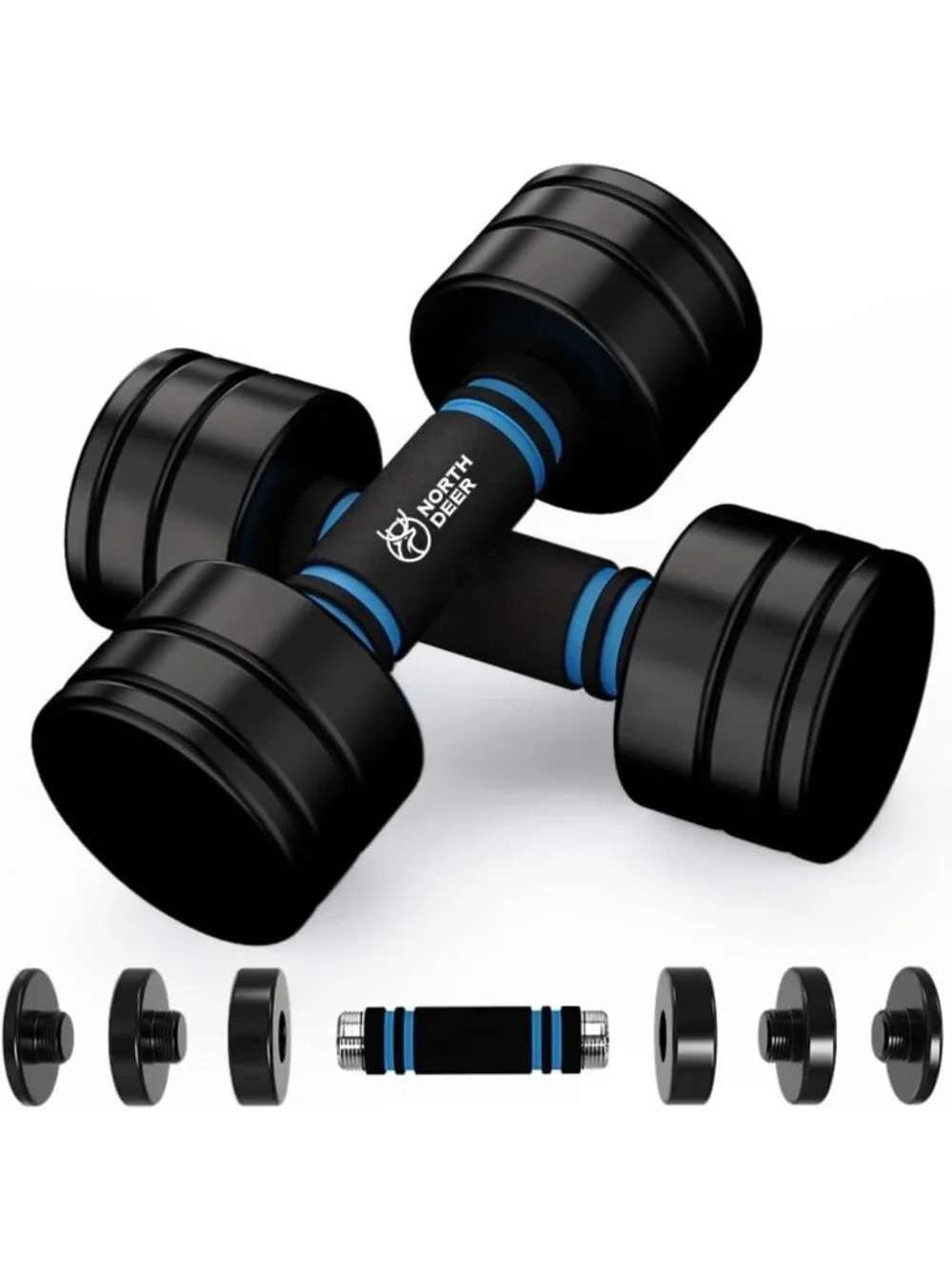 Adjustable Steel Dumbbells Set with Foam Handles - Home Gym Weights for Strength